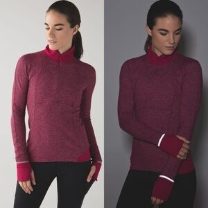 Lululemon Runderful 1/2 Zip Winter Running Top‎ Size 8 Berry Pink Reflective Run